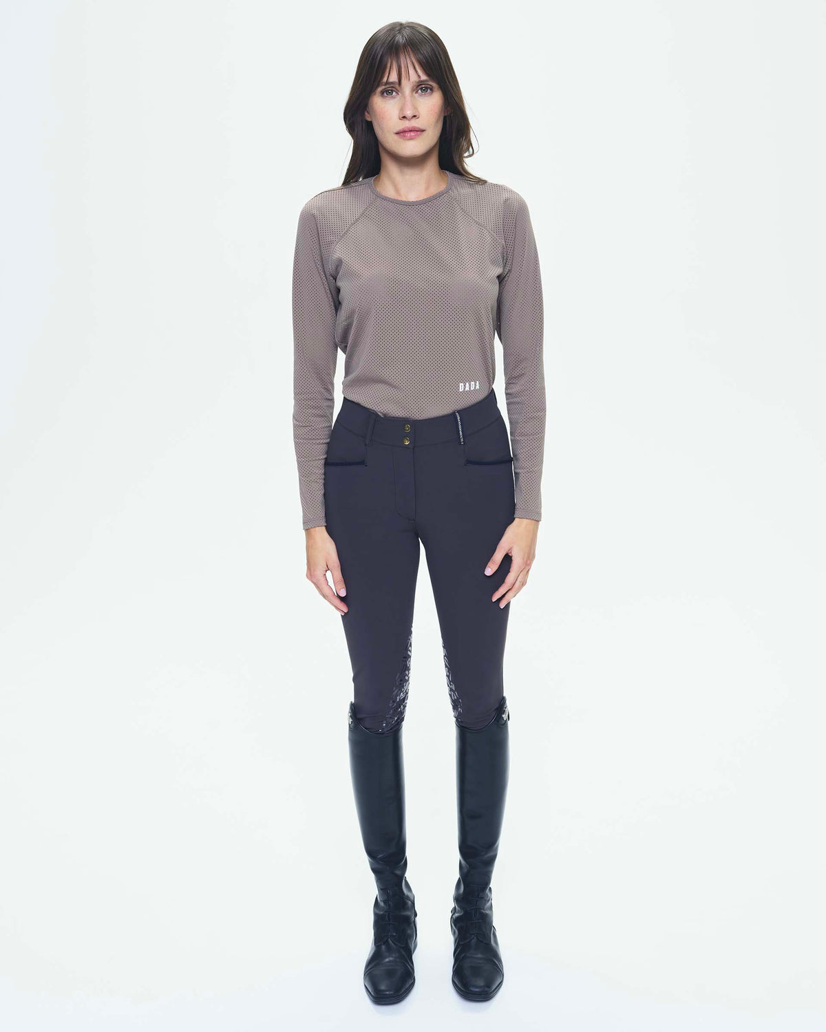 Jazz - Long-Sleeved Micro-Perforated Technical Riding T-Shirt in Iced Brown