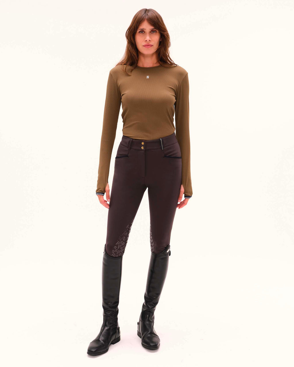 Kira – Green Bronze Long-Sleeved Technical Riding T-Shirt