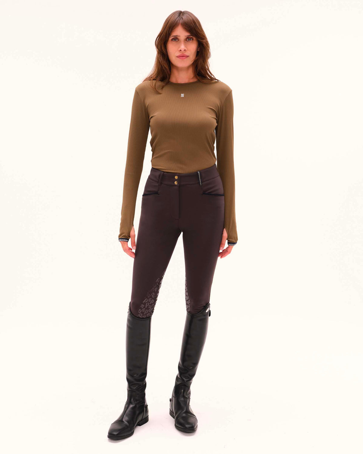 Kira – Green Bronze Long-Sleeved Technical Riding T-Shirt