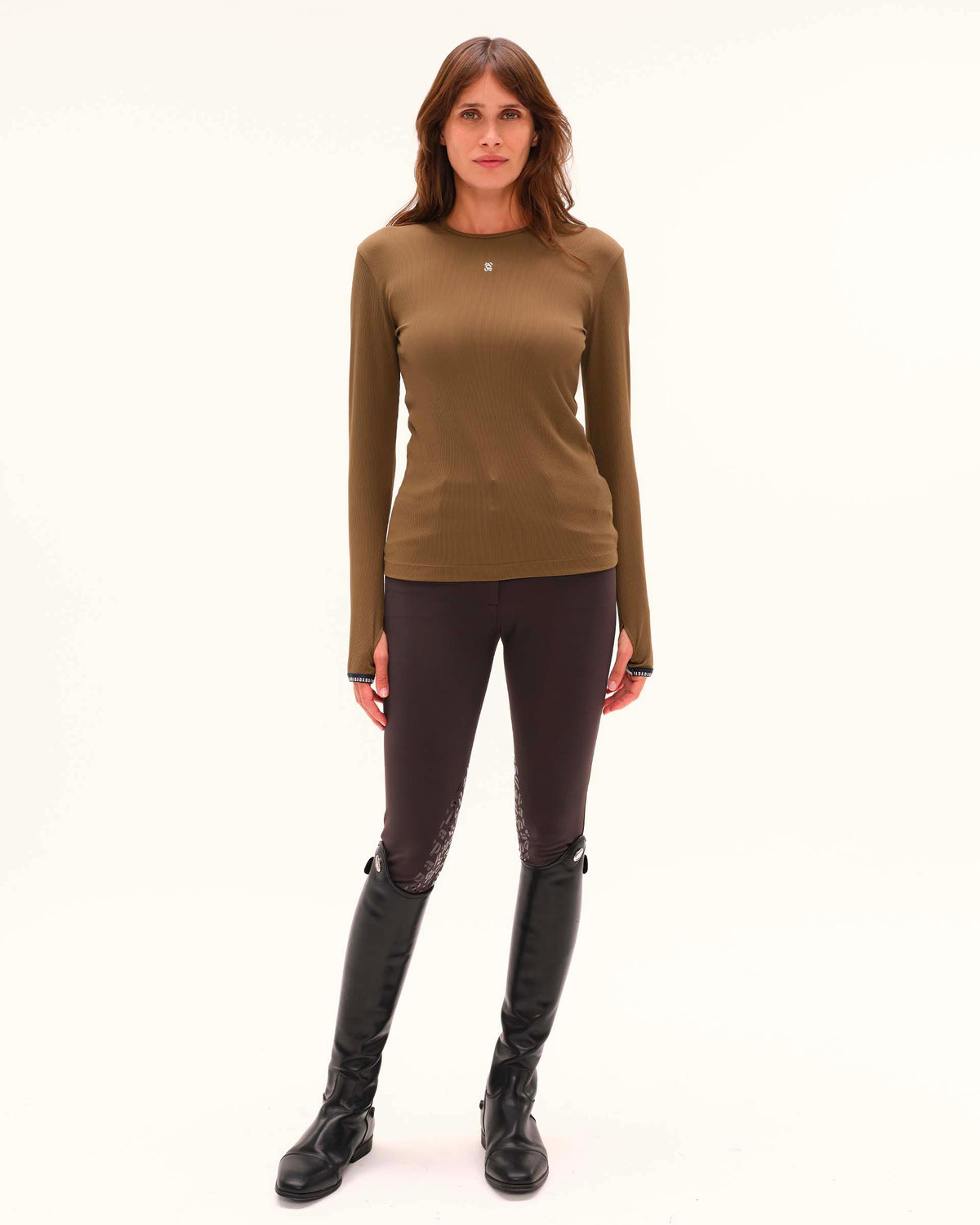 Kira – Green Bronze Long-Sleeved Technical Riding T-Shirt