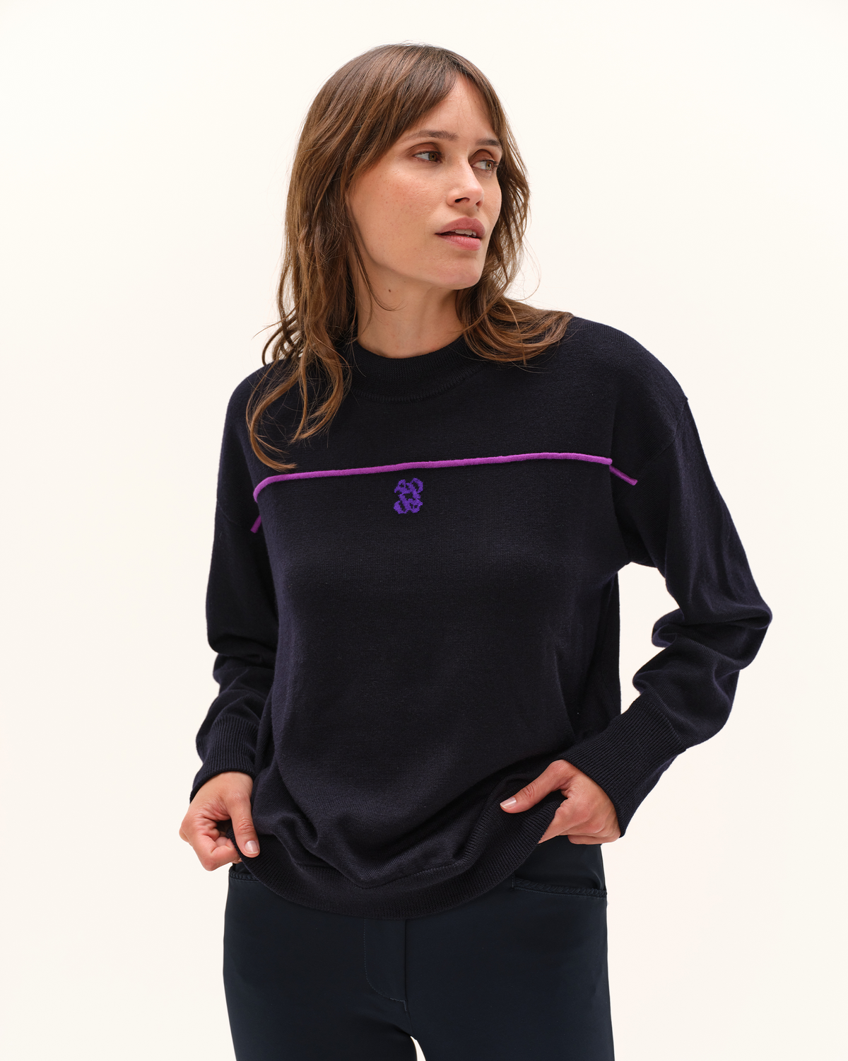 Merlin - Wool sweater for horseback riding Marine
