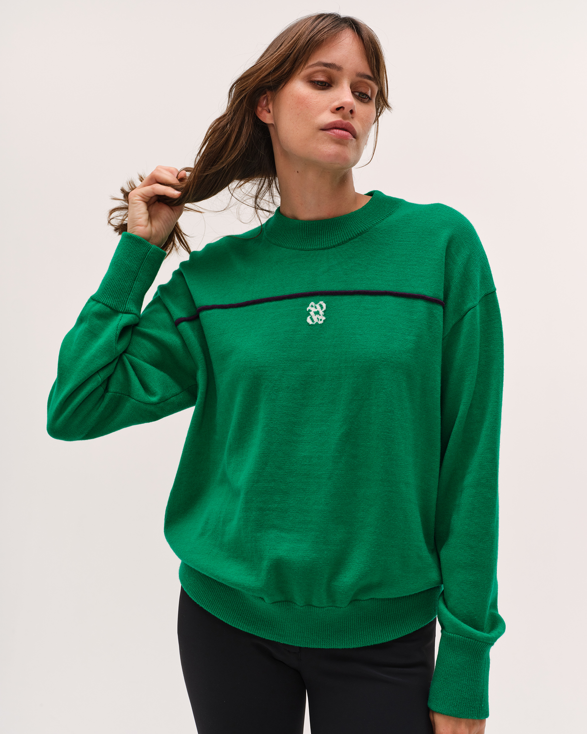 Merlin - Wool sweater for horse riding Tennis green