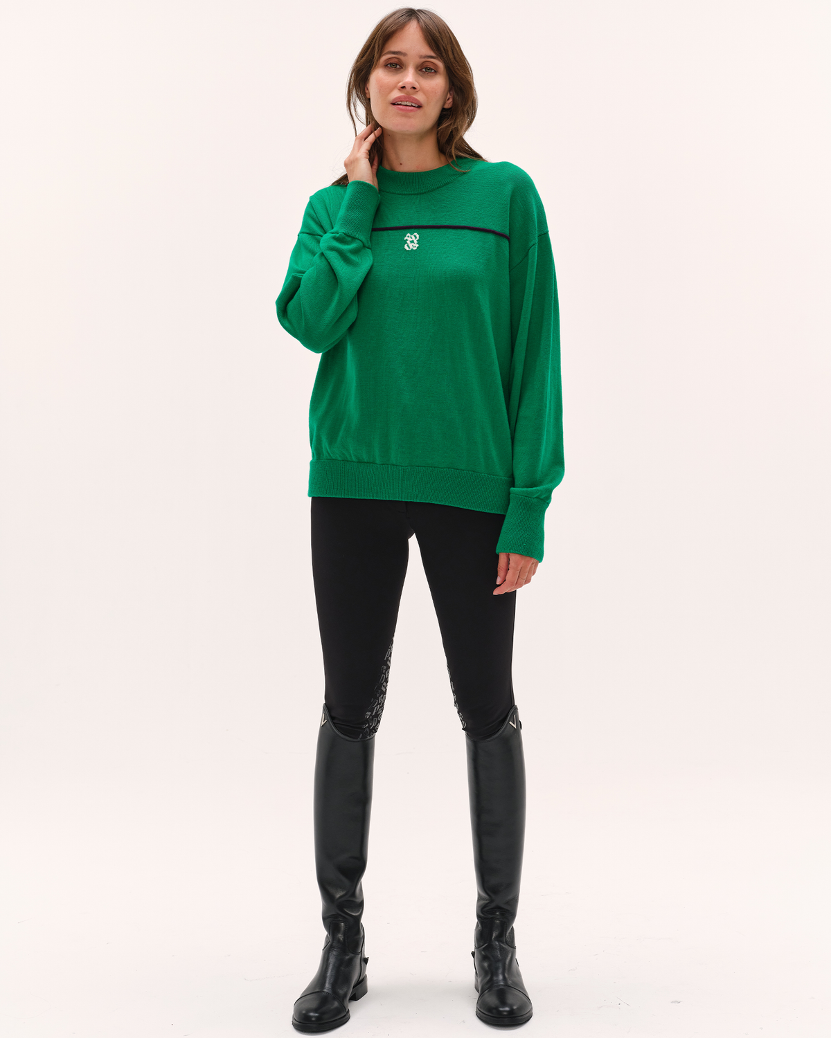 Merlin - Wool sweater for horse riding Tennis green