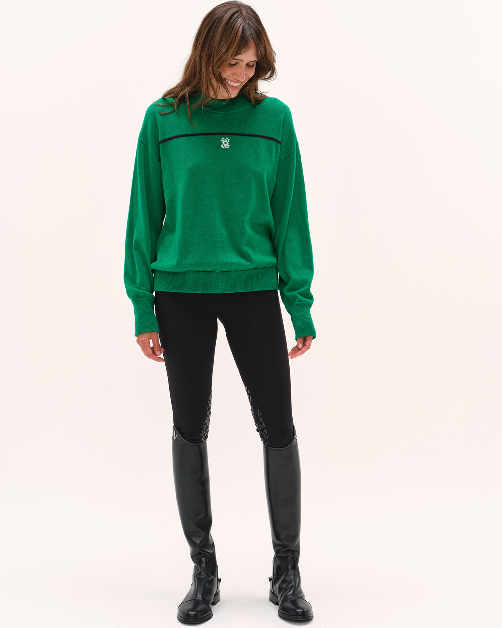Merlin - Wool sweater for horse riding Tennis green