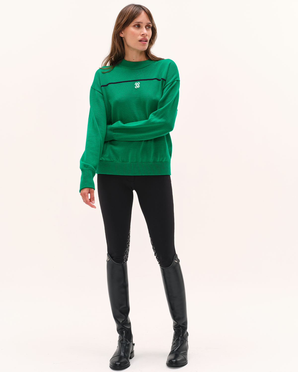 Merlin - Wool sweater for horse riding Tennis green