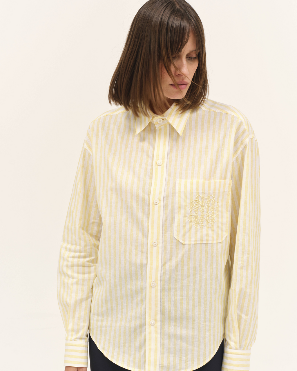 Olga - Lightweight, flowing shirt for horseback riding, Yellow Stripes