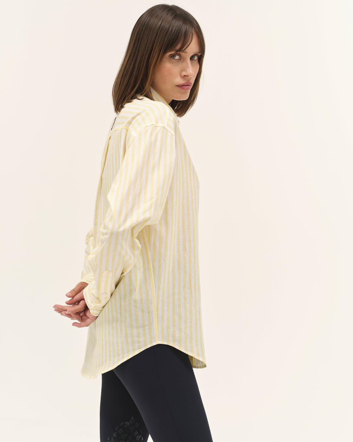 Olga - Lightweight, flowing shirt for horseback riding, Yellow Stripes