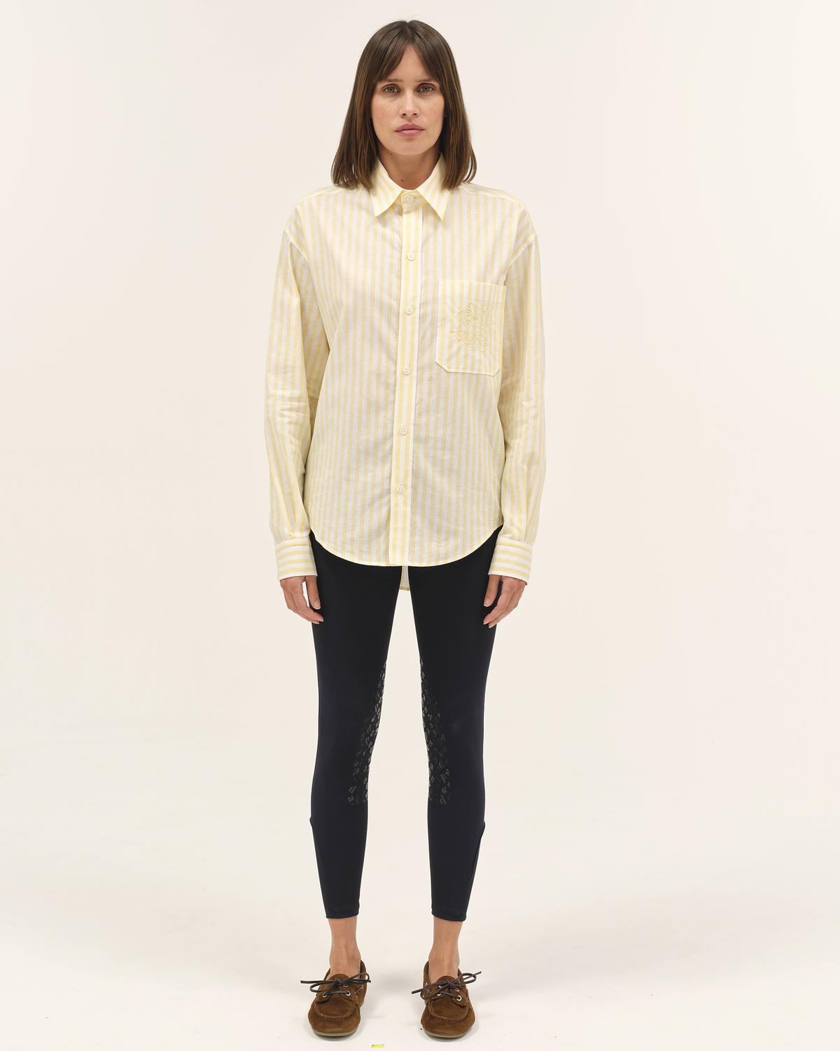 Olga - Lightweight, flowing shirt for horseback riding, Yellow Stripes