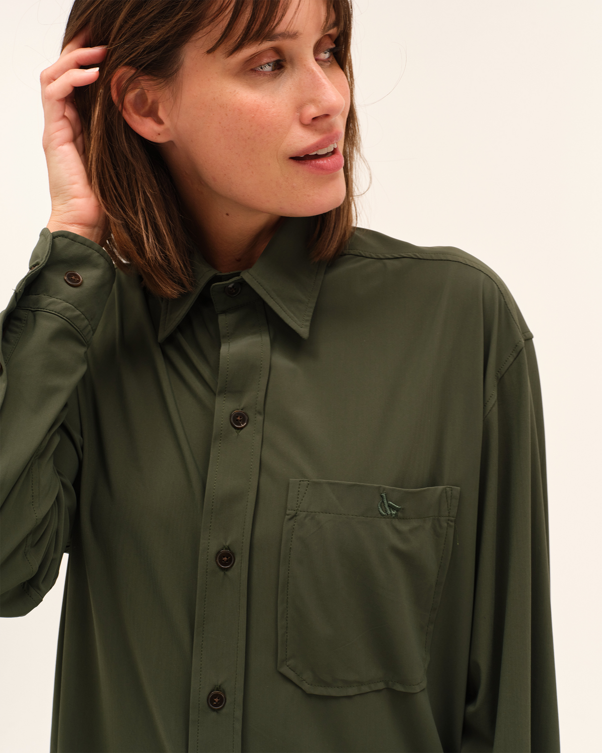 Olga - Chemise fluide et légère pour l'équitation Vert anglais