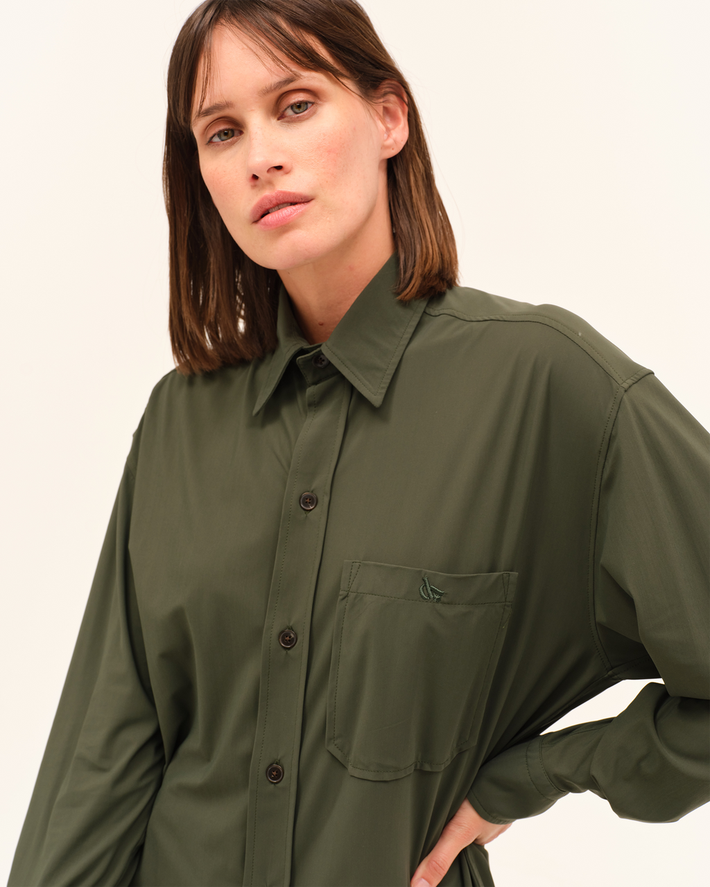Olga - Chemise fluide et légère pour l'équitation Vert anglais
