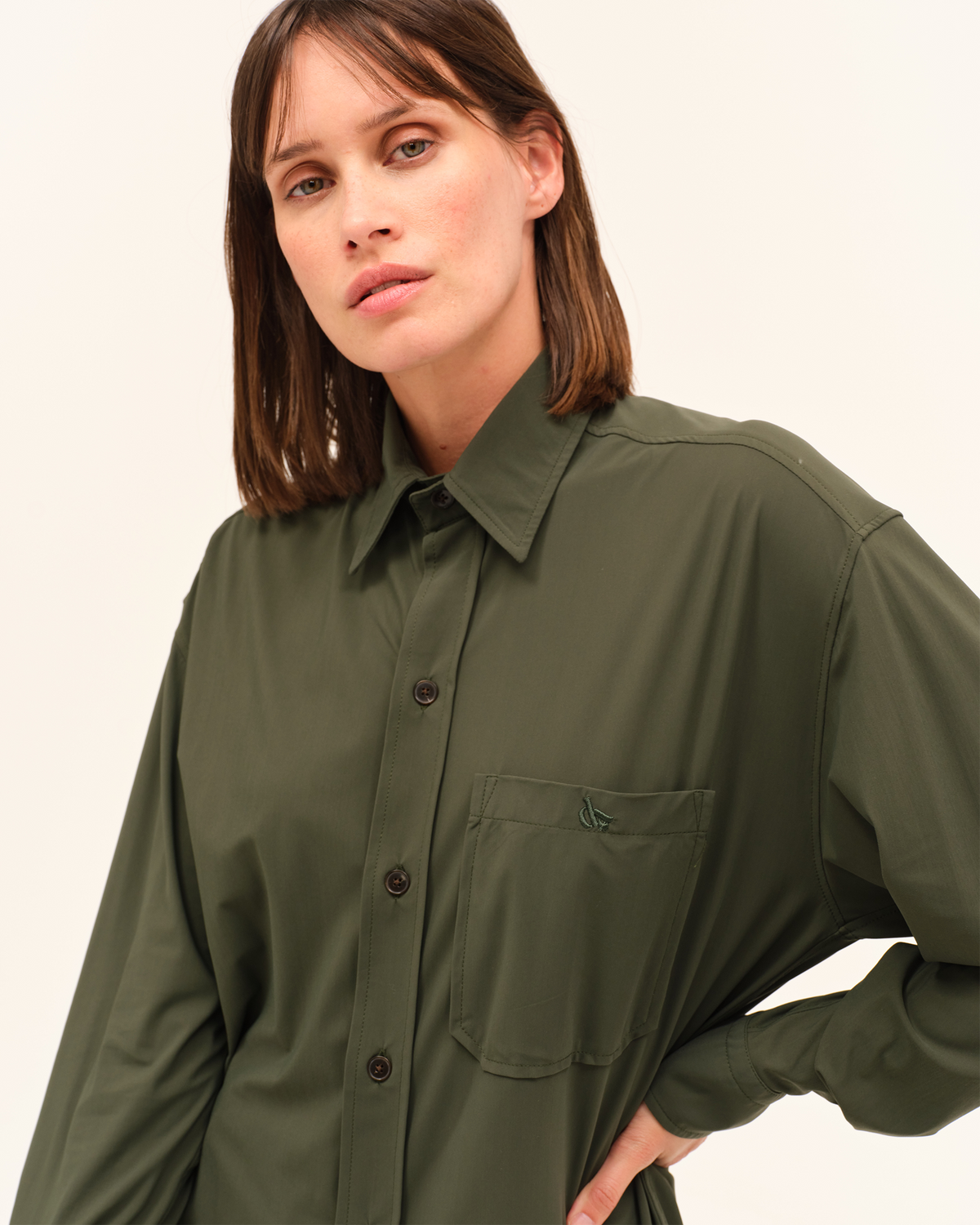 Olga - Chemise fluide et légère pour l'équitation Vert anglais