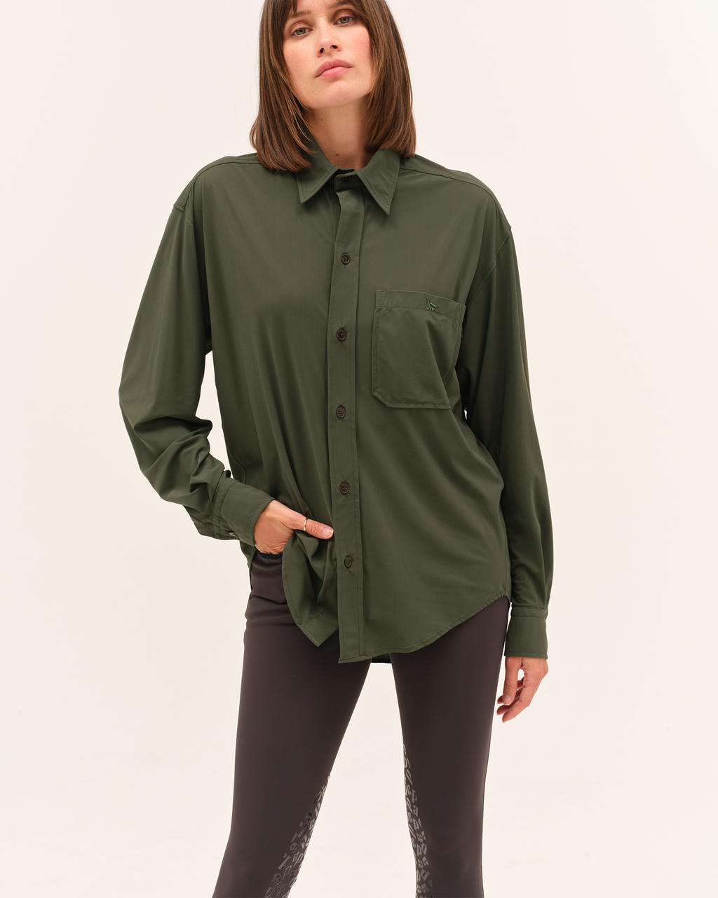 Olga - Chemise fluide et légère pour l'équitation Vert anglais