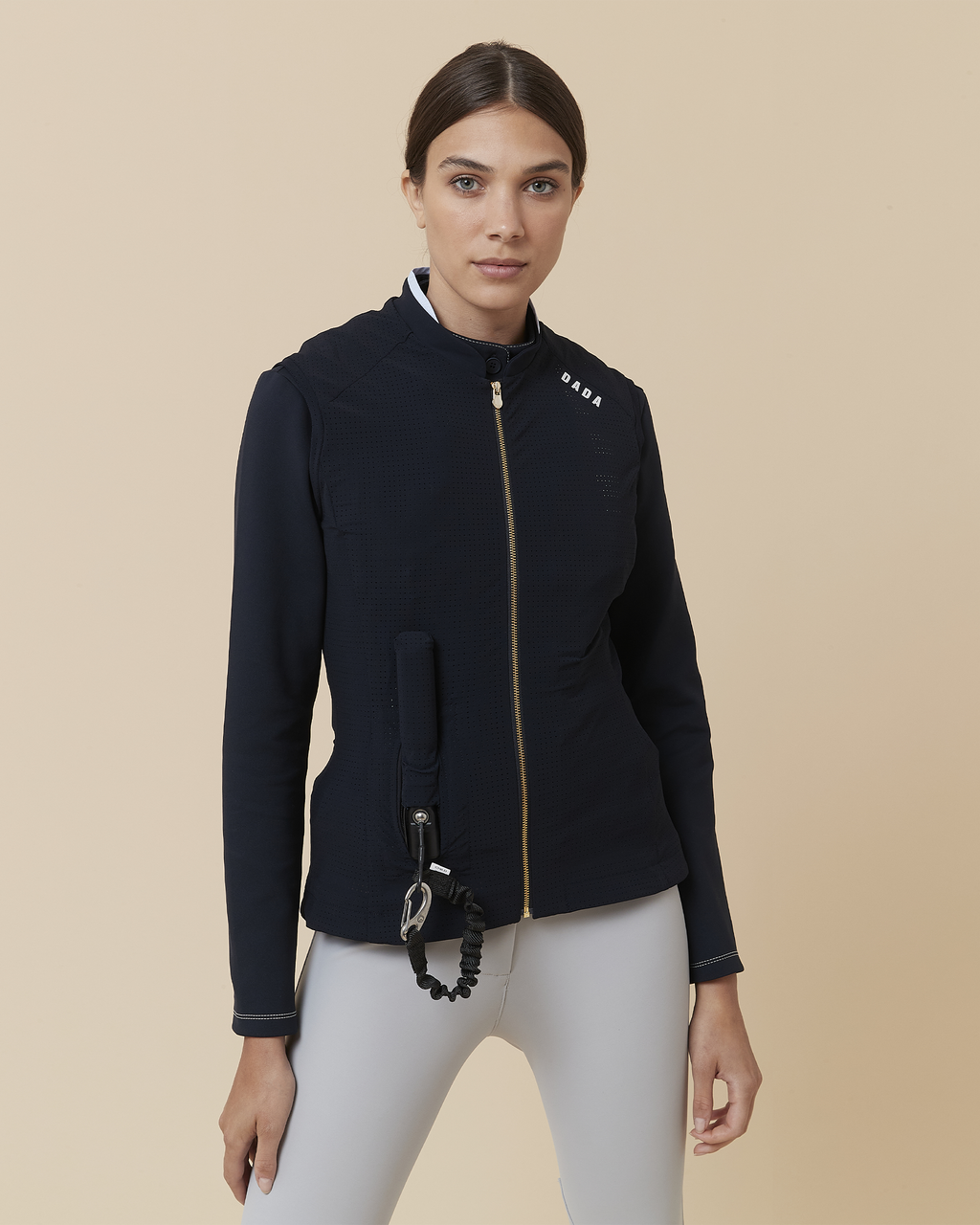 Tornado - Perforated sleeveless jacket for equestrian airbag Navy
