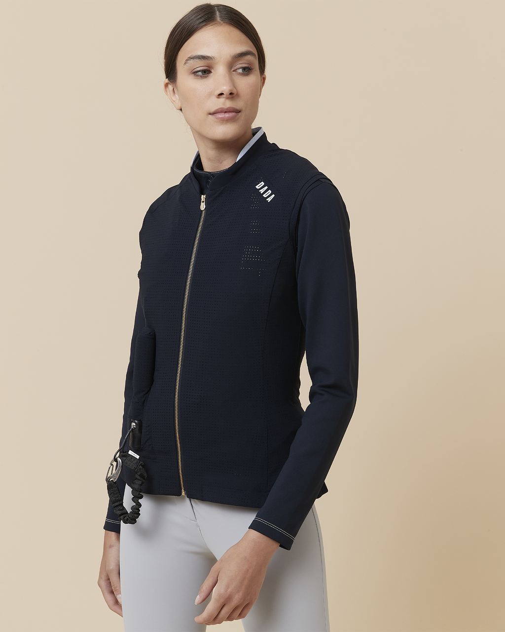 Tornado - Perforated sleeveless jacket for equestrian airbag Navy