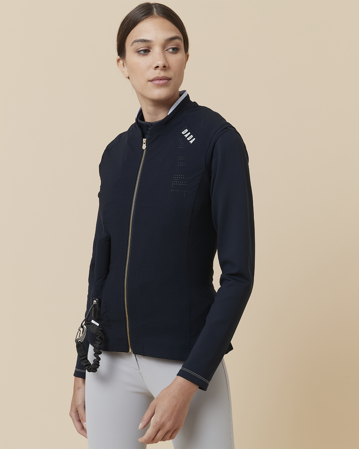 Tornado - Blouson sans manches perforé pour airbag d'équitation Marine