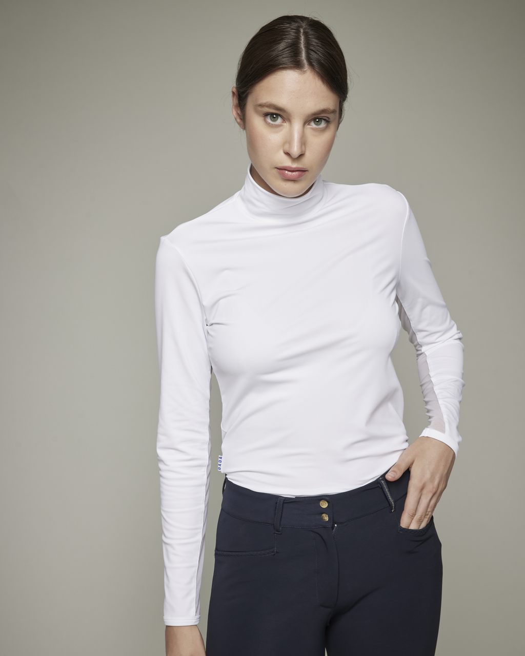 Visconti - T-shirt technique d'équitation col montant Blanc