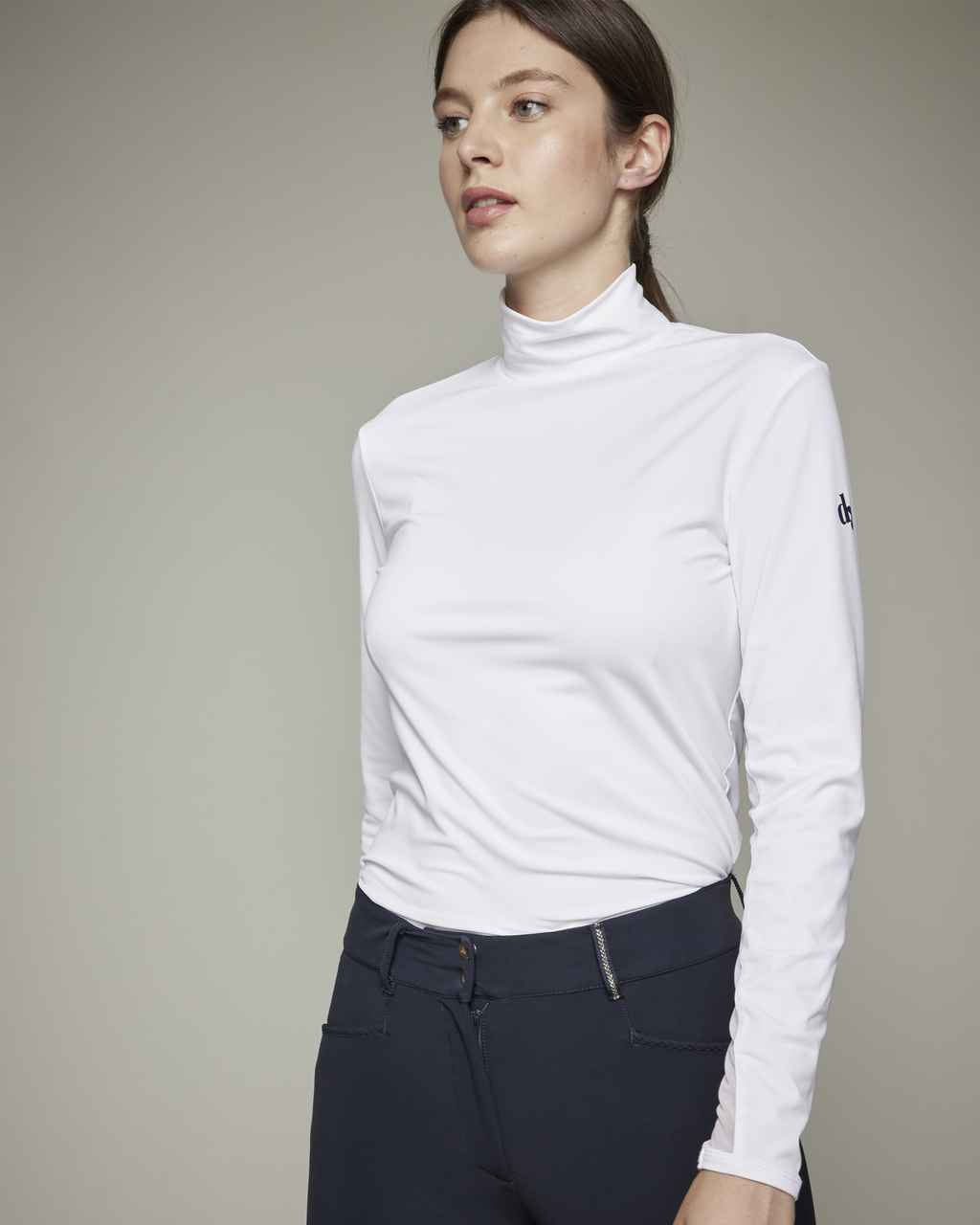 Visconti - T-shirt technique d'équitation col montant Blanc