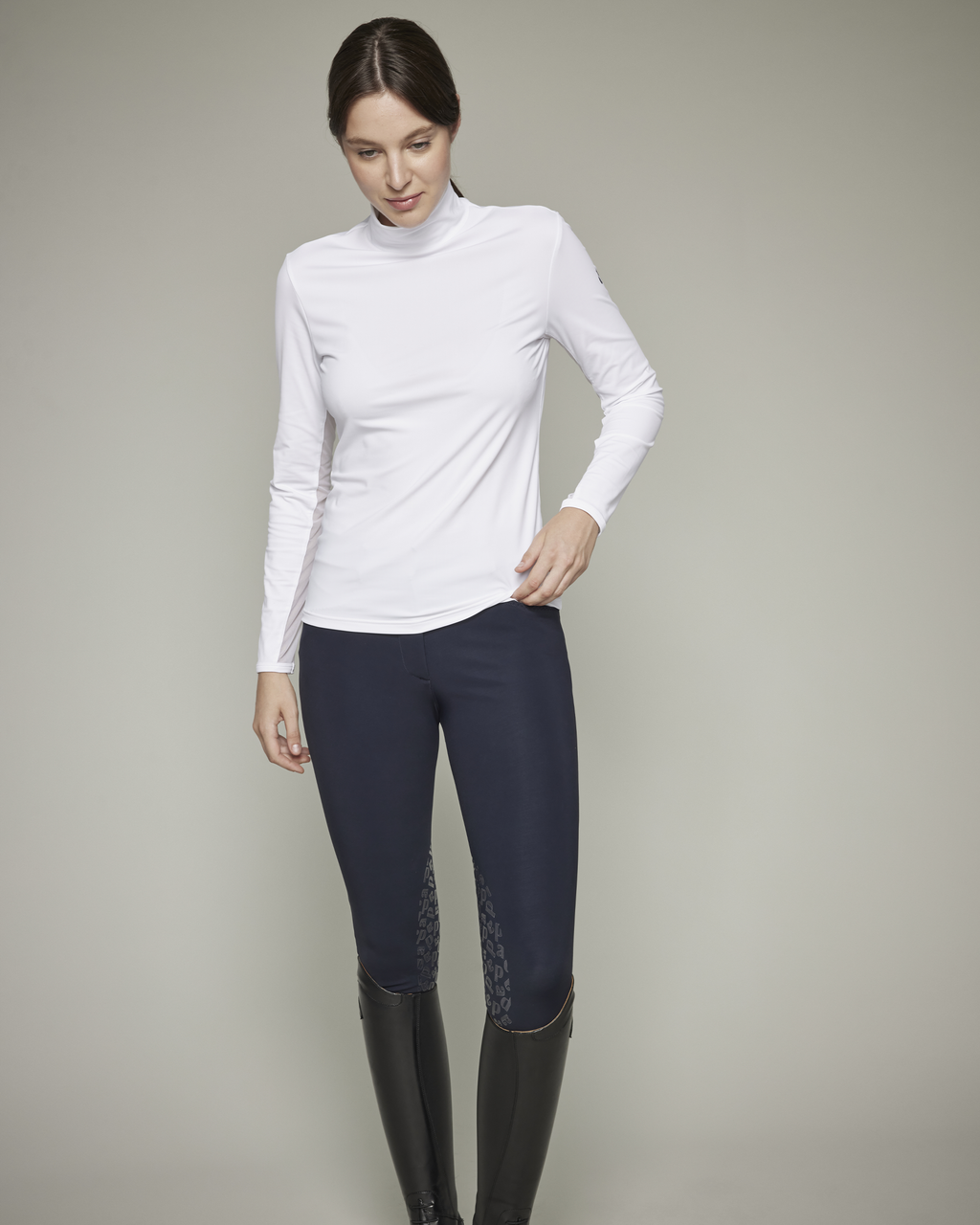 Visconti - T-shirt technique d'équitation col montant Blanc
