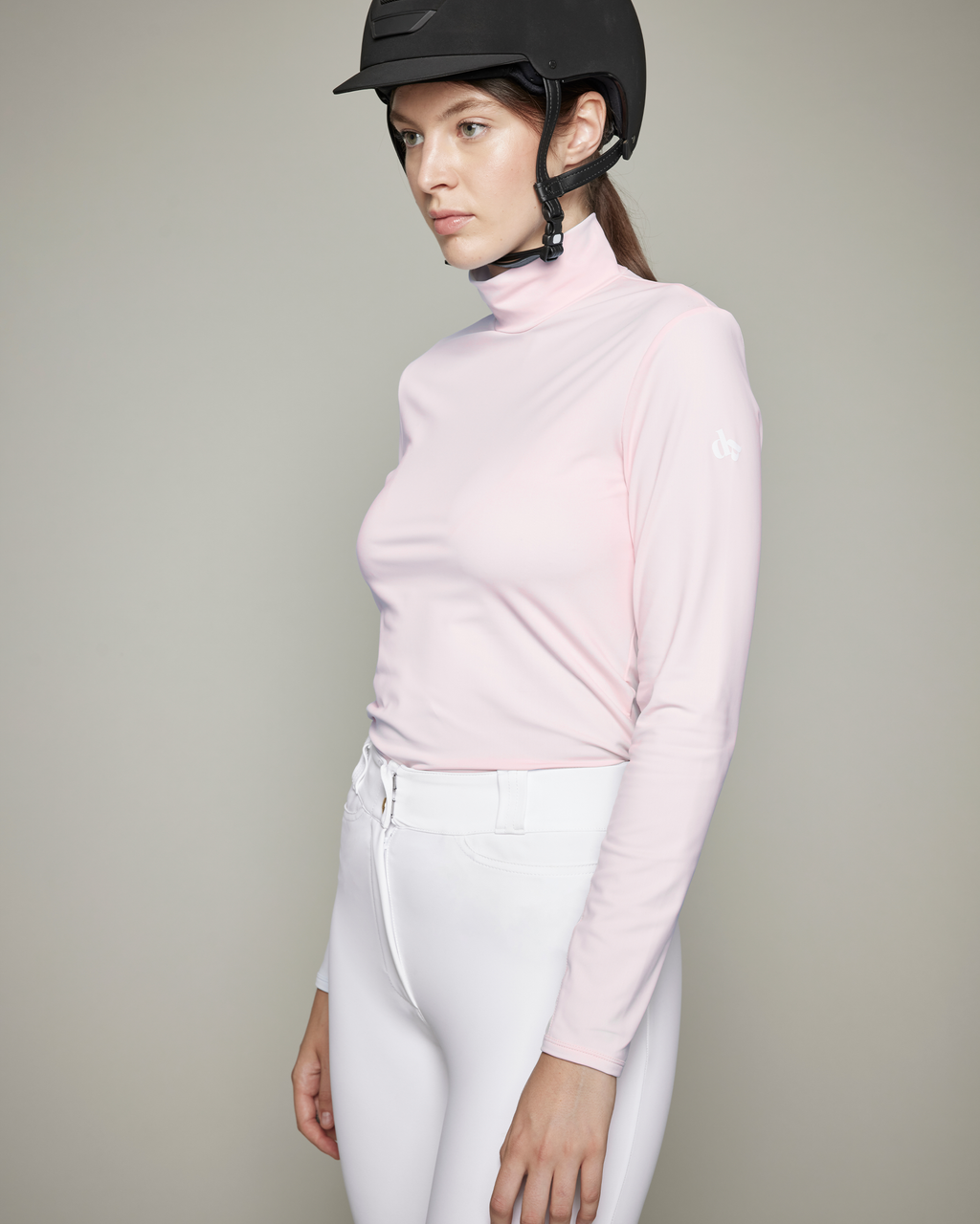 Visconti - T-shirt technique d'équitation col montant Rose poudré