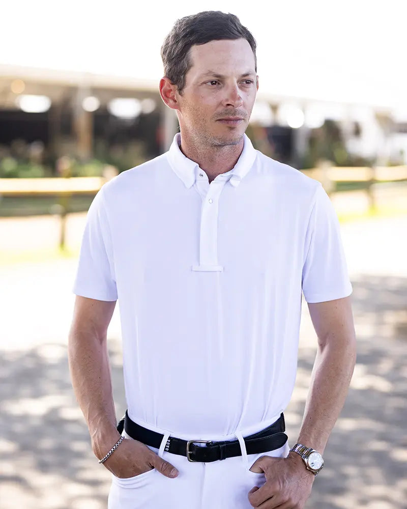 Blue - Short-sleeved competition equestrian polo